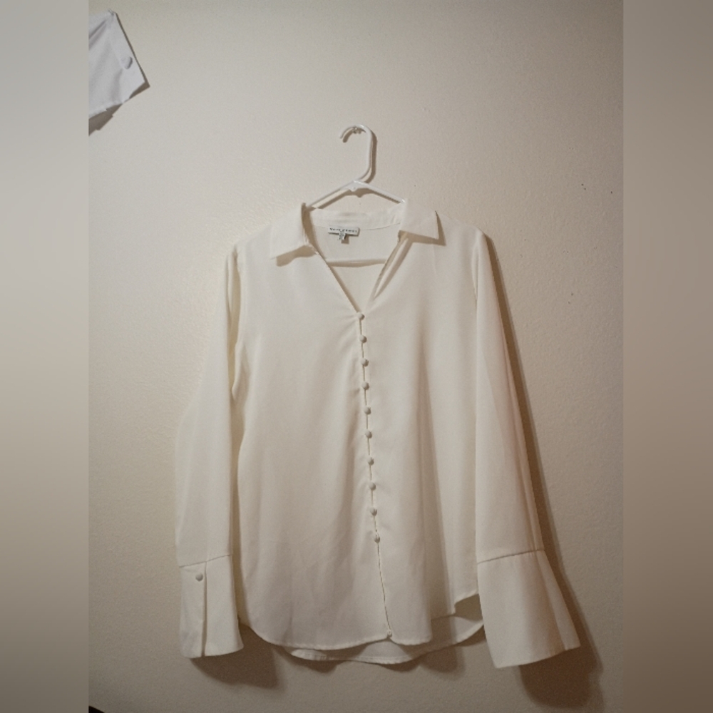 Cream Button-Up Blouse